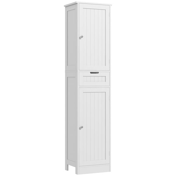 HOMCOM Tall Bathroom Storage Cabinet with Doors, Drawer, Adjustable Shelf