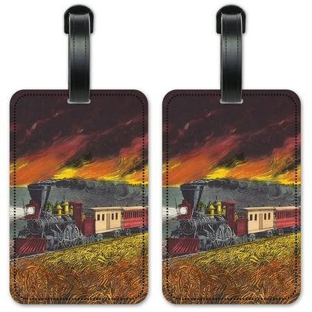 Train Prairie Fire - Luggage ID Tags / Suitcase Identification Cards - Set of 2