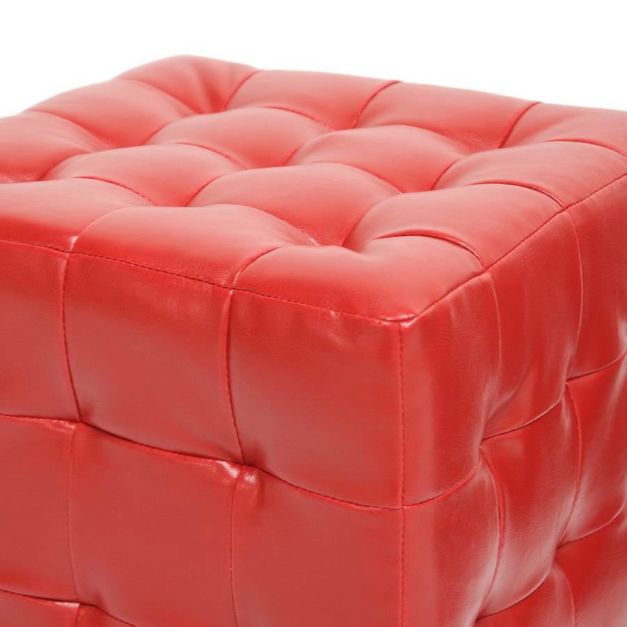 Baxton Studio Siskal Red Modern Cube Ottoman