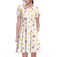 thumbnail image 1 of Balery Tropical Fruit Vestidos sueltos de manga corta para mujer, vestidos de verano 2025, vestidos casuales de corte A con vuelo., 1 of 6