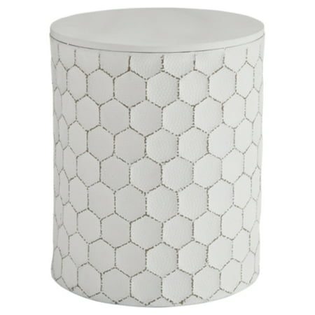 Signature Design by Ashley Polly Geometric Honeycomb Indoor & Outdoor Accent Stool White