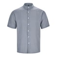 thumbnail image 2 of JLFKNG Mens Shirts Casual Short Sleeve Shirt Tops With Pockets Simple Solid Color Breathable Loose Fit Buttons Up Shirts For Men Comfy Mens Clothes, 2 of 7