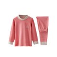 thumbnail image 2 of RUNQHUI Kids Thermal Underwear Set for Boys Girls Winter Warm Fleece Base Layer Long Johns 2 Piece Pink 170, 2 of 5