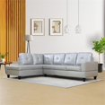 thumbnail image 4 of Lifestyle Furniture Biscuits Right-Facing Sectional & Ottoman in Silver/White, 4 of 5