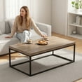 thumbnail image 5 of Villachico 47" French Oak Coffee Table for Living Room, Metal Frame and Extra Thick 1.2" Wood Tabletop, Max. Loading 200 lbs.(Grey Wash), 5 of 7