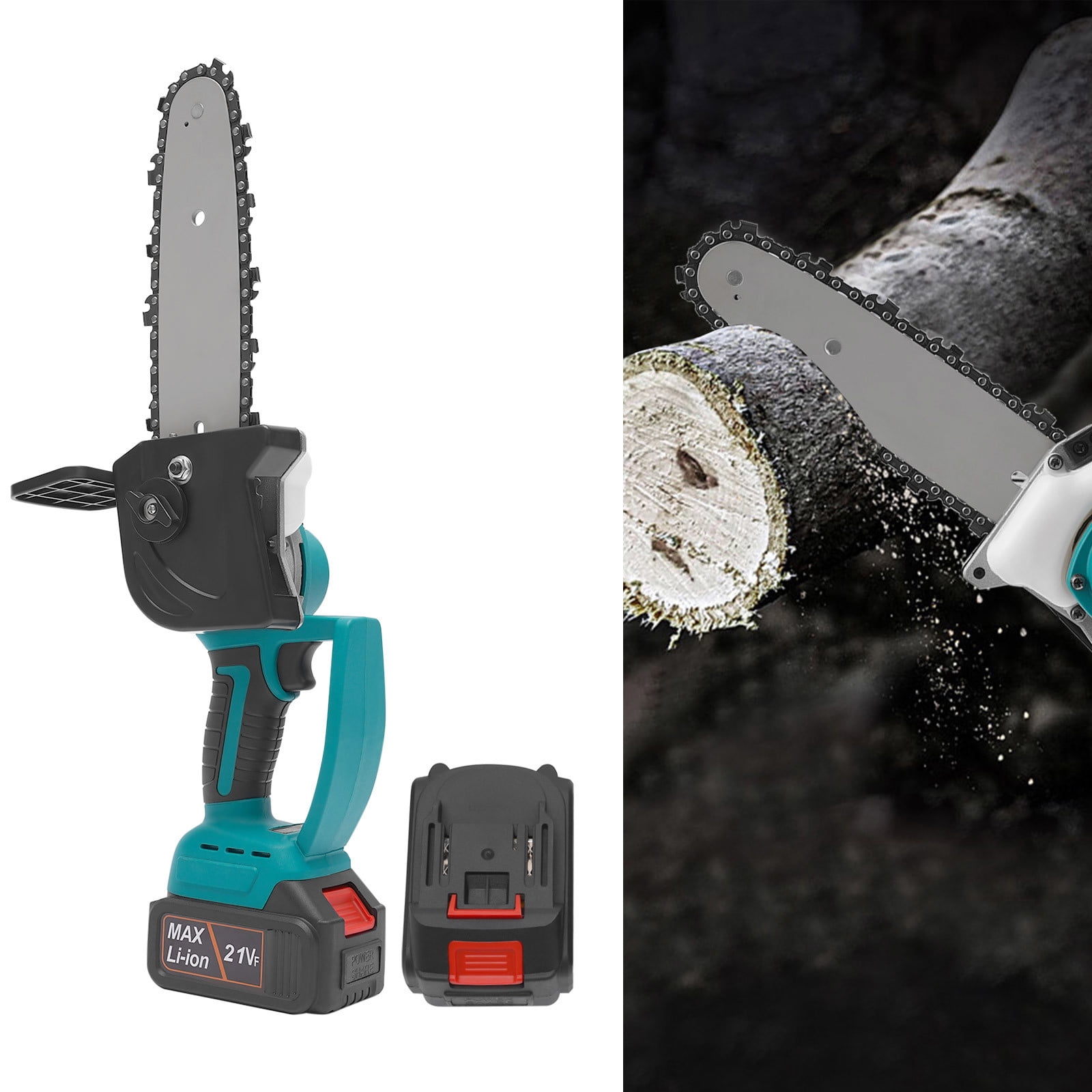 ToppiJoy 8in Electric Chainsaw, Cordless Mini Rechargeable Battery Chainsaw with 2 Batteries Hand Chainsaw for Tree Trimming Wood Cutting Gardening Pruning