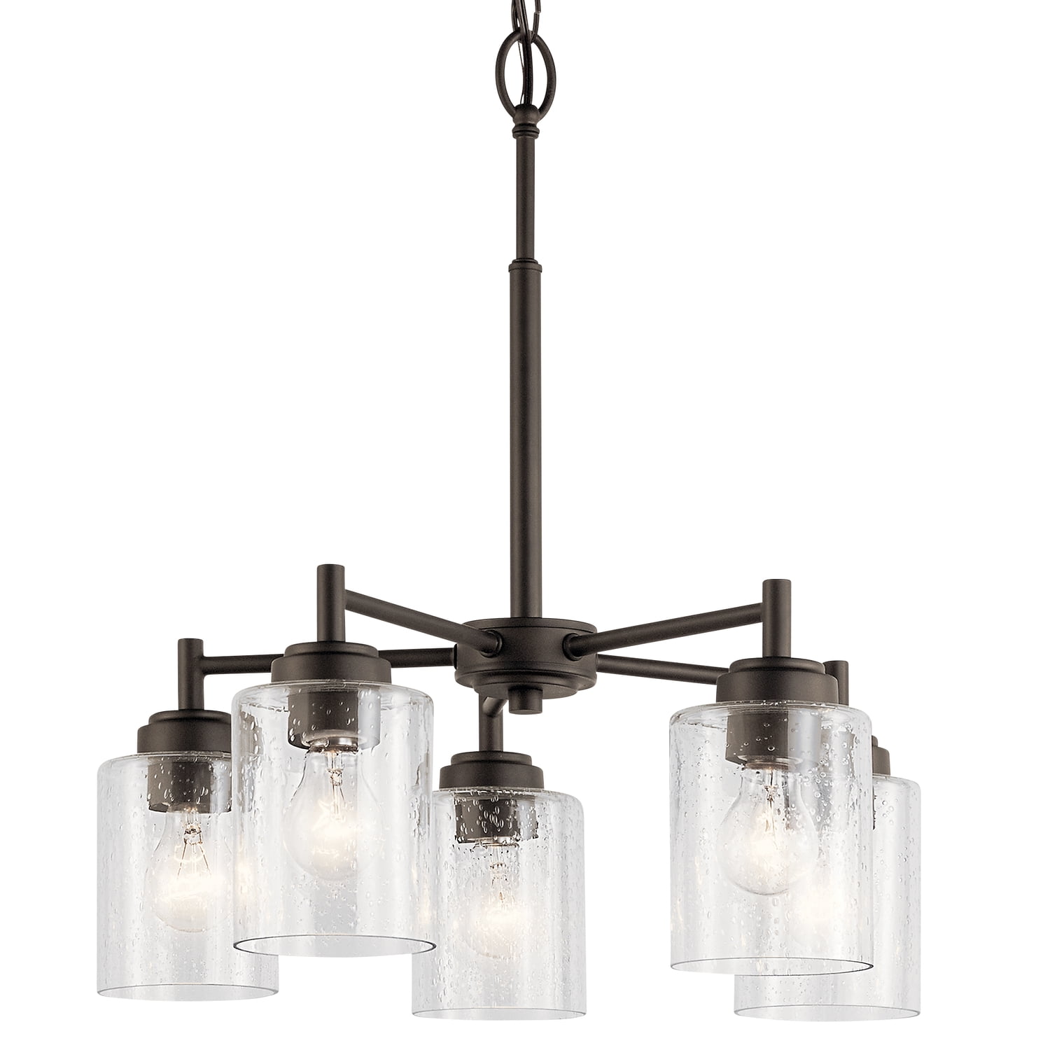Kichler Winslow 5 Light Olde Bronze Contemporary Chandelier with Clear Seeded Glass