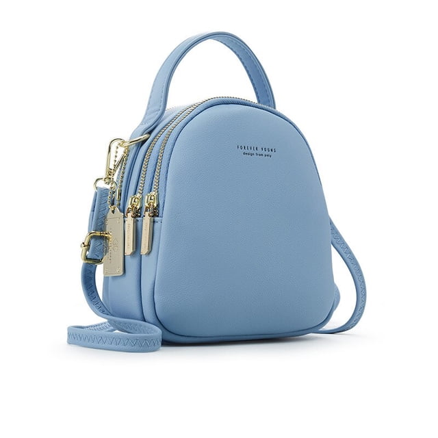 Mochila pequeña de cuero suave para mujer, bolso cruzado de hombro de 3 capas, gran capacidad, a la moda Fivean unisex