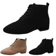 thumbnail image 5 of NOKIO Elegant Women'S Suede Short Boots Women'S Lace-Up Vintage Ankle Boots Ladies Fashion Solid Suede Front Lace Up Boots Side Zipper Heel Short Boots Sleek Women'S Ankle Boots, 5 of 6
