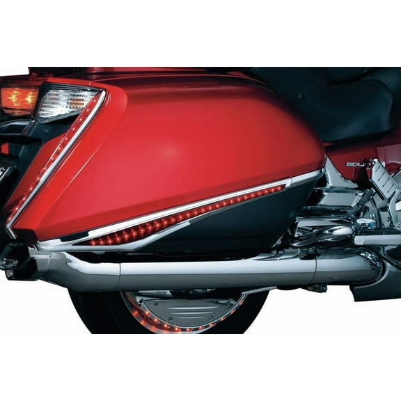 Kuryakyn Chrome Red LED Saddlebag Accent Swoops Cover Trim Honda Goldwing F6B GL