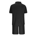 thumbnail image 4 of Stamzod Mens 2 Piece Outfits Summer Solid Color Short Sleeve Turndown Shirts Casual Shorts with Pocket Plus Size Outfits for Men Black S, 4 of 7