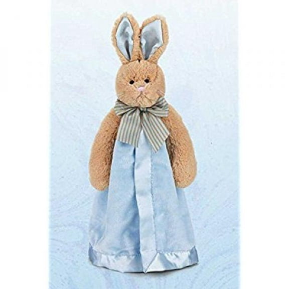 Bearington Baby Bunny Tail Snuggler, Blue Bunny Plush Stuffed Animal Security Blanket, Lovey 15"