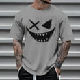 thumbnail image 1 of Blusas y camisas de manga corta con cuello redondo para hombre, blusas casuales de verano a la moda con cuello redondo y estampado para hombre., 1 of 4