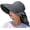 Deep Grey, variant on Women's Sun Hat UV Protection Wide Brim Ponytail Adjustable Beach Visor Fishing Hat with Neck Flap
