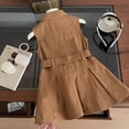 thumbnail image 4 of LYMAYTER ‌‌‌‌‌‌‌2-10Y Toddler Girls Baby Denim Shirt Dress Collared Neck Sleeveless Button Up Belted A-Line Swing, 4 of 8