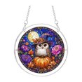 thumbnail image 2 of 7 Inch Fall Halloween Acrylic Suncatcher Window Hanging Decor, Gnome Owl Crow Scarecrow Pumpkin Stained Glass Style Wall Ornament, Fall Season Decoration, Housewarming Gift For Neighbor Women, 2 of 9