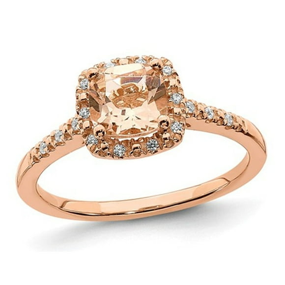 8/10 Carat (ctw) Morganite Ring in 14K Rose Pink Gold with Diamonds (SZIE 7)