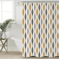 thumbnail image 4 of Shower Curtain Bathroom Set Mid Century Yellow Stripe Abstract Geometric Waterproof Fabric Shower Curtains with Grommets&Hooks Grey Ripple Simple Style Privacy Bath Curtain for Bathtub 48x72in, 4 of 7