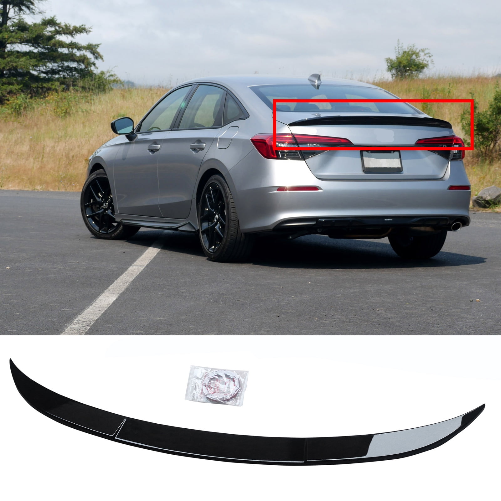 NINTE Rear Wing Spoiler for 2022 Honda Civic 11th Gen Sedan Gloss Black