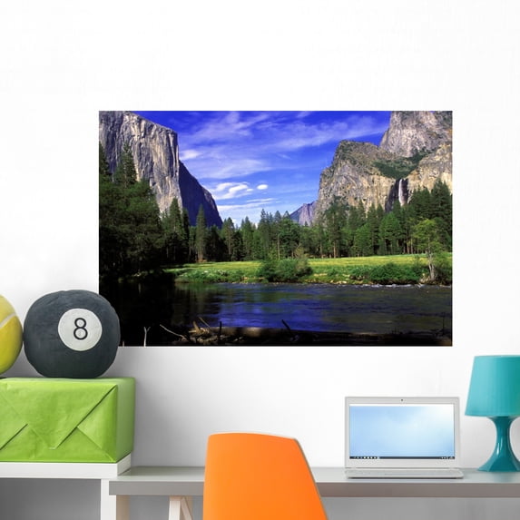 Yosemite Valley Wall Mural by Wallmonkeys Peel and Stick Graphic (36 in W x 24 in H) WM101241