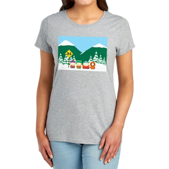 South Park Bus Stop Women's T Shirt,Athletic Heather, Small