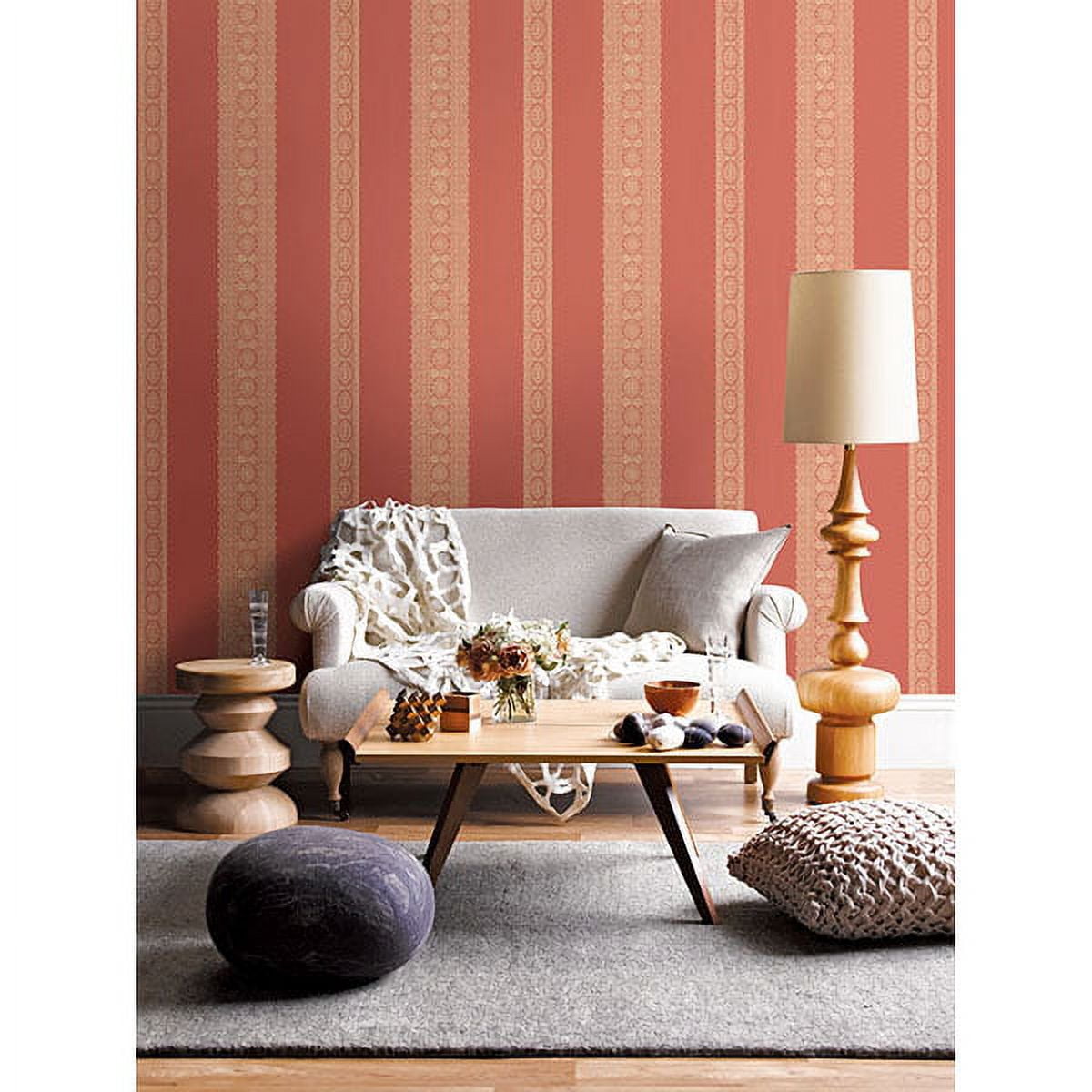 A-Street Prints Brynn Coral Paisley Stripe Wallpaper, 20.5-in by 33-ft, 56.4 sq. ft