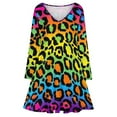 thumbnail image 3 of Neon Rainbow Leopard Print Long Sleeve Dresses For Women Vintage Elegant Party Dress Oversized V-neck Dress S-8XL, 3 of 7