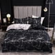 thumbnail image 1 of Ropa de cama de algodón de 135 x 200 cm, juego de cama reversible de 2 piezas con mármol negro, funda nórdica suave con cremallera y 1 almohada de 50 x 75 cm, 1 of 5