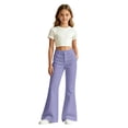 thumbnail image 6 of OOOUM Girls Flare Pants High Waisted Bell Bottom Trousers Solid Casual Pants with Pockets , 13-14 Years, 6 of 7