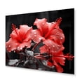 thumbnail image 2 of Designart "Vibrant Hibiscus in Coral" Floral Metal Art Living Room, 2 of 5