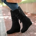 thumbnail image 2 of Cathalem Shoes Women Adult Female Wide Calf Womens Boots Lacy Show Thinning Height Wedge Heel Frosted Side Extra Wide Calf Boots for Women with Heel Black 7, 2 of 5