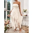 thumbnail image 5 of Women's Solid Color Mesh Panel Strapless Maxi Dress, 5 of 10