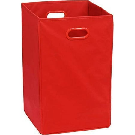 Simple Houseware Foldable Polypropylene Laundry Hamper with Handles, Red