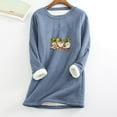 thumbnail image 2 of DDAPJ pyju Chandail Doublé en Sherpa pour Femmes, Hauts en Molleton Thermique, Imprimé Mignon de Gnome, Col Rond, Manches Longues, Chandail Ample et Confortable, Vêtements de Détente en Liquidation, Bleu TTG, 2 of 6