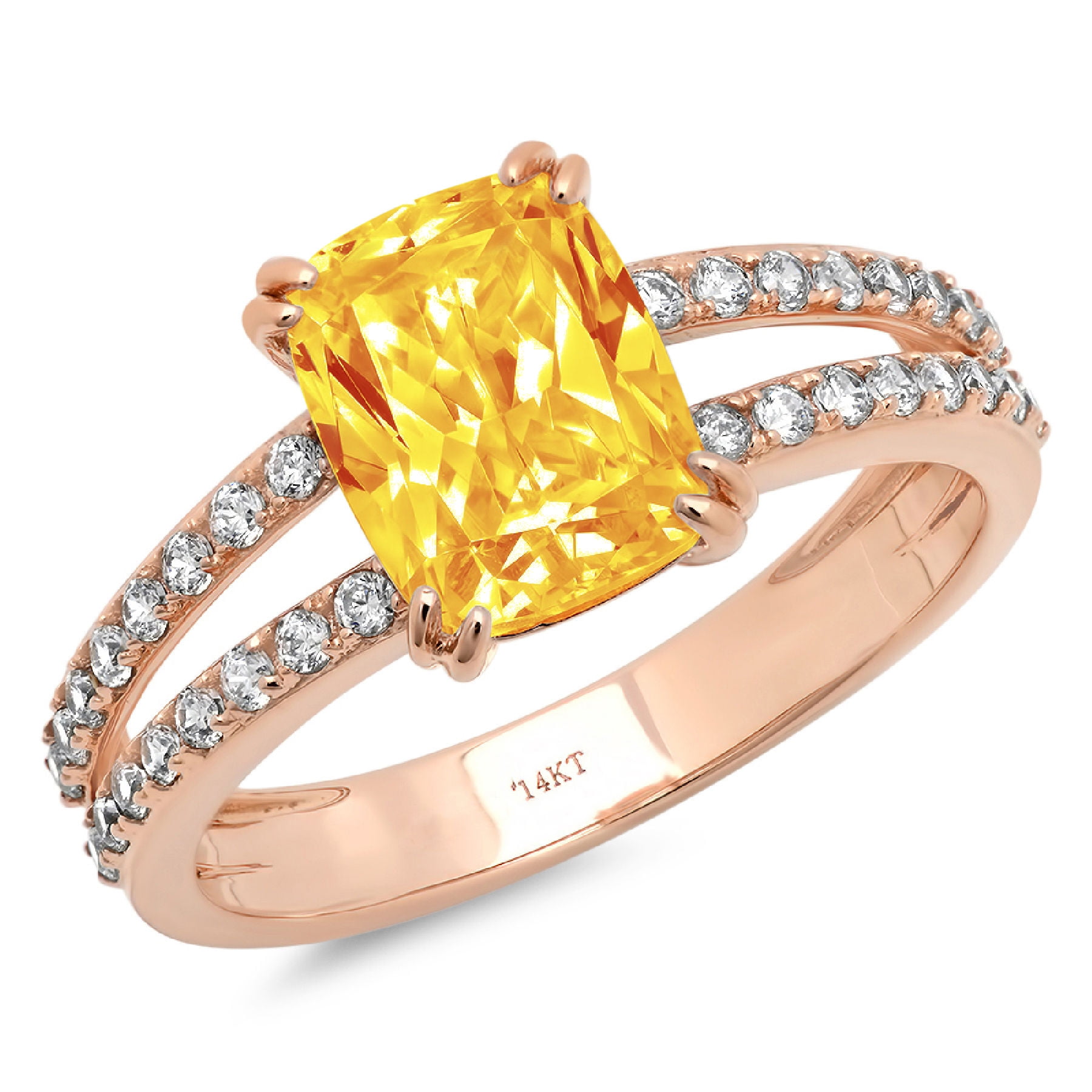 0.50 ct Round Cut Yellow Orange Natural Citrine VVS1 Classic Wedding Engagement Bridal Promise Designer Ring Solid 14k white gold