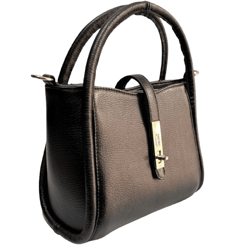 Bolsa Coral Negra Piel Legitima para Mujer