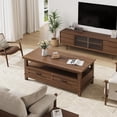 thumbnail image 3 of EastVita 47inch Farmhouse Coffee Table with Drawers Rustic Coffee Table Wood Center Table Easy Assembly Living Room Table for Office Parlor Reading Room - Brown, 3 of 7