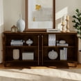 thumbnail image 3 of Hassch Buffet Sideboard with 4 Doors, 65.2" Coffee Bar Cabinet with Adjustable Shelves, Storage Cabinet for Kitchen, Dining Room, Living Room, Walnut, 3 of 10