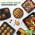 thumbnail image 3 of NutriChef 8-Piece Nonstick Stackable Bakeware Set Baking Tray Set W/ Non-Stick Coating (Gray), 3 of 5