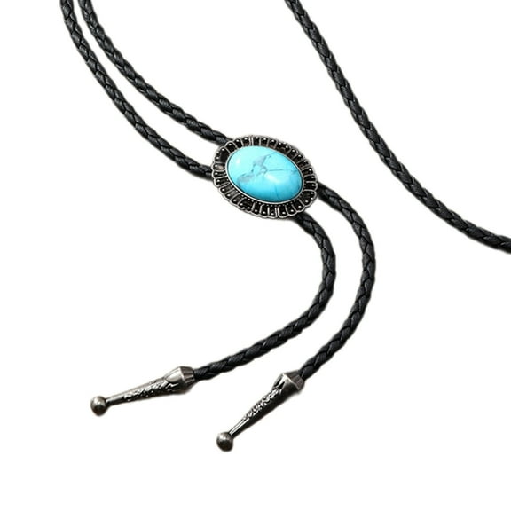Apooke Men Women Vintage American Bolo Tie Western Gem Stone Cowboy Hat Pendant Shirt Chain Collar Necktie Jewelry Accessories