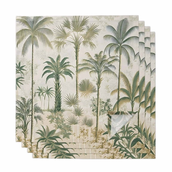 Palm Tree Cloth Napkins, Sage Green Tropical Nature Plant Watercolor Washable and Reusable Dinner Napkins Set of 4, Table Napkin for Kitchen Party Birthday Wedding Hotel Housewarming 20"x20"