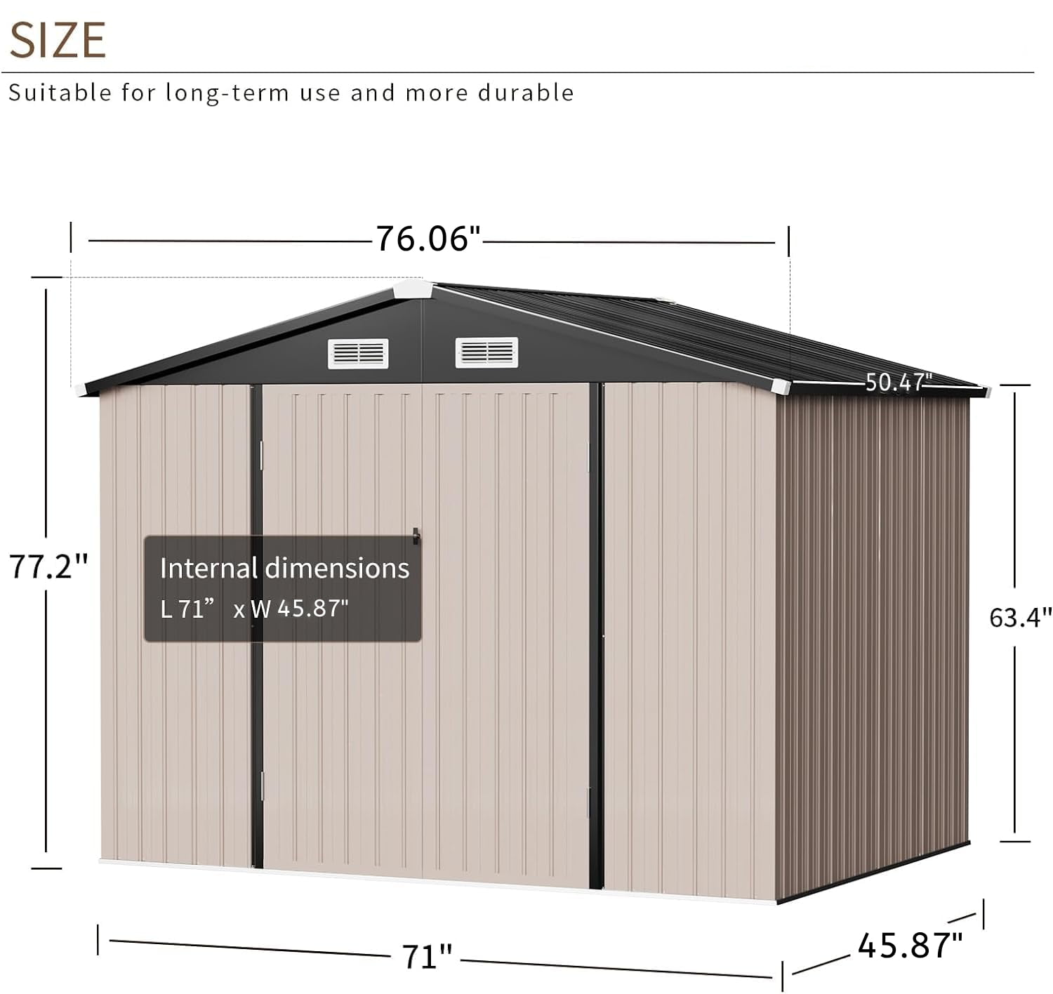 Aoxun 6.3 x 4.2 ft. Outdoor Metal Storage Shed with Lock for Backyard, Garden