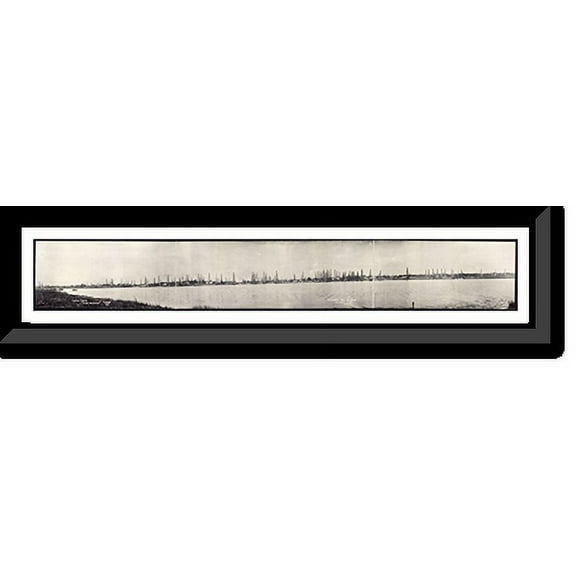 Historic Framed Print, TX 1917 Goose Creek, Texas oil field Baytown PHOTO, 36-3/8" x 8-3/8"