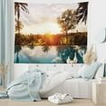 thumbnail image 5 of Hawaii Tapestry, Home with Swimming Pool at Sunset Tropics Palms Private Villa Resort Scenic View, Fabric Wall Hanging Decor for Bedroom Living Room Dorm, 5 Sizes, Orange Teal, by Ambesonne, 5 of 9