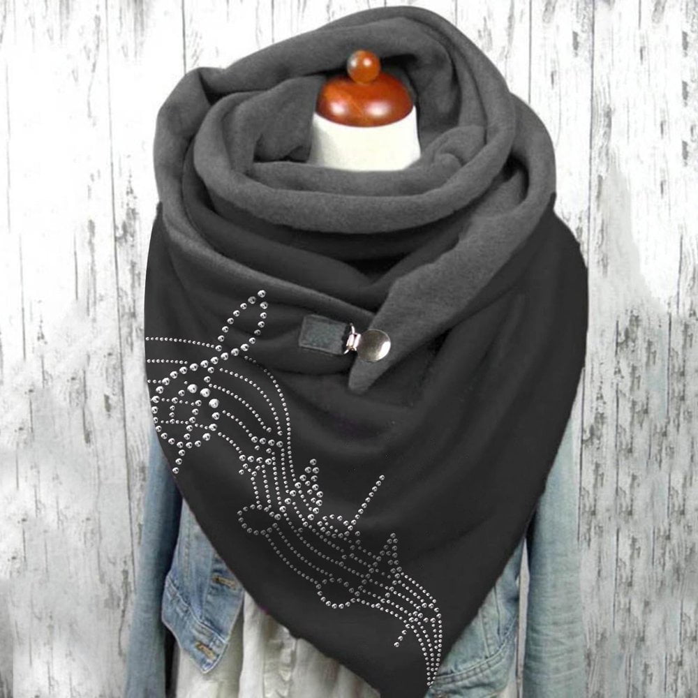 Women Printing Button Shawls Casual Warm Soft Fashion Scarves Wrap Short Scarf
