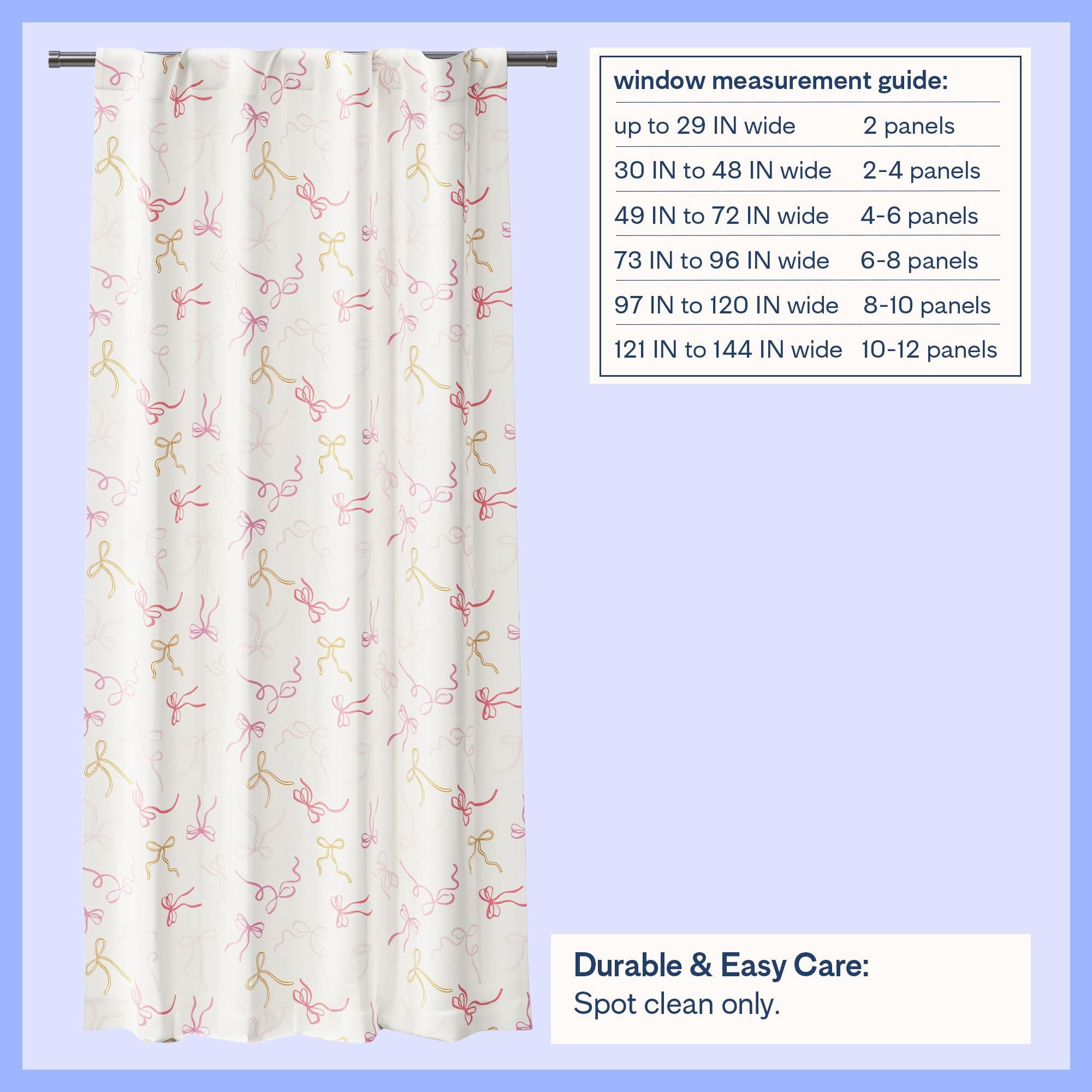 Mainstays Kids Pink and Yellow Ribbon Printed Blackout Rod Pocket with Back Tabs Single Curtain Panel, Set of 1, 38" W x 63" L
