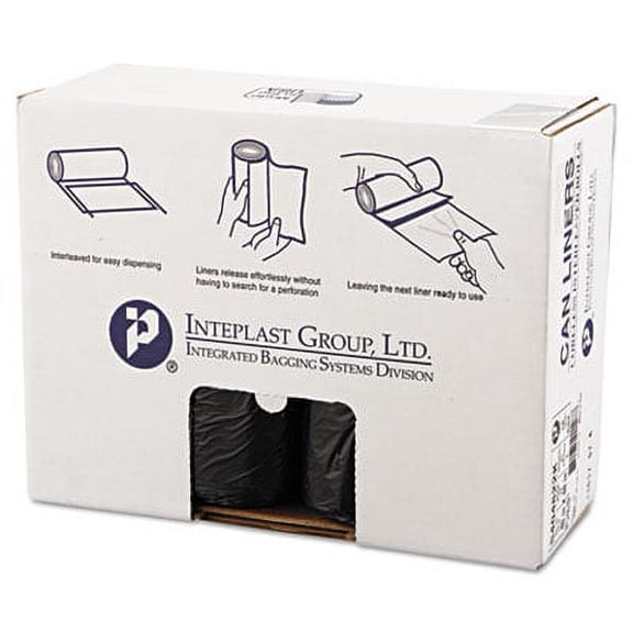 1Pc Inteplast Group High-Density Interleaved Commercial Can Liners, 45 gal, 22 microns, 40" x 48", Black, 150/Carton (S404822K)G7