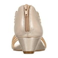 thumbnail image 4 of YDN Women Rhinestone Studded Low Wedge Heeled Sandals Open Toe Back Zippers Strappy Shoes for Casual Holiday Dress Size 15 Gold, 4 of 4
