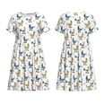 thumbnail image 3 of Bixox Robe d'Été à Manches Courtes pour Femmes Robe Ample Longueur Genou avec Poches-Coqs de Ferme, 3 of 7
