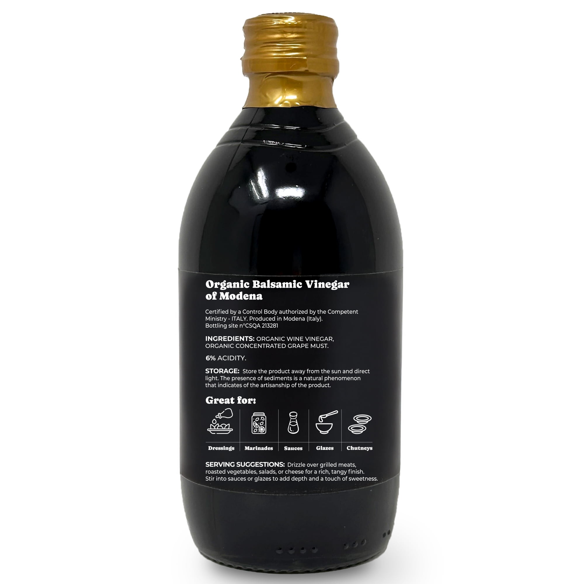 Organic Balsamic Vinegar of Modena, 500 ml – Non-GMO, Vegan (Pack of 3) - by Food To Live